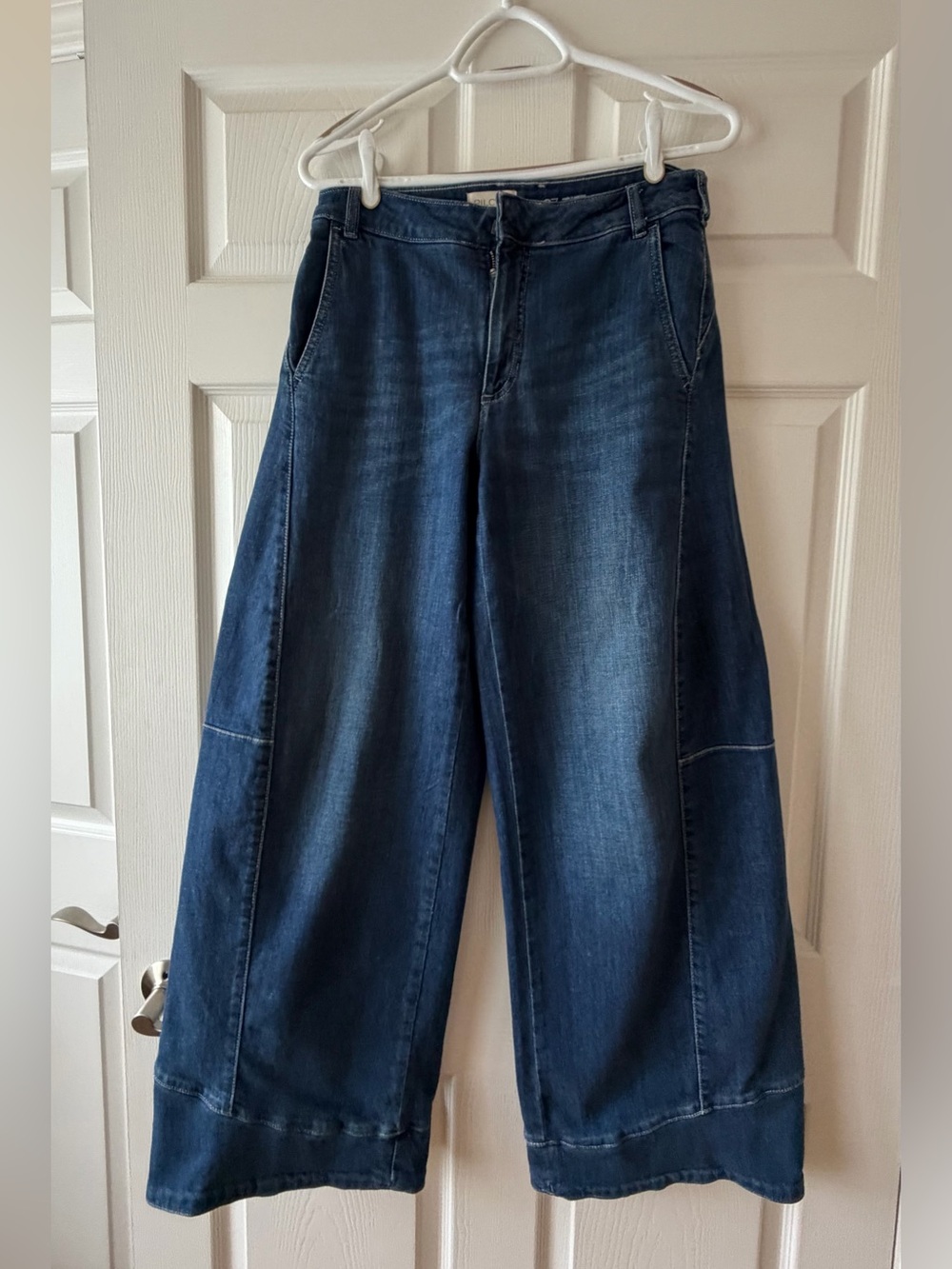 Pilcro Wide-Leg Dark Blue Denim Jeans